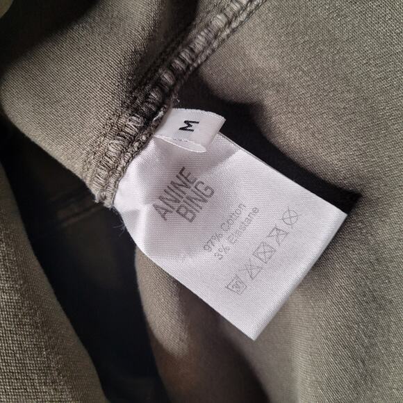 Anine Bing Jacket Womens Medium Green Utility Military Epaulettes Zip Stand Up - Picture 7 of 9